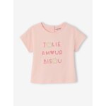 T - shirt b�b� fille d�tails en crochet rose p�le