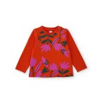 T - shirt b�b� fille en jersey imprim� floral � manches longues orange