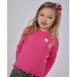 T - shirt b�b� fille en jersey � manches longues et volants rose