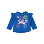 T - shirt b�b� fille en jersey avec volants et imprim� floral bleu