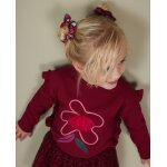 T - shirt b�b� fille en jersey � volants aux manches et motif floral rouge