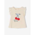 T - shirt b�b� fille motif fantaisie en coton bio �cru
