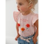 T - shirt b�b� fleurs en relief rose gris�
