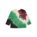T - shirt b�b� gar�on en jersey � manches longues et imprim� tie and dye vert