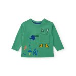 T - shirt b�b� gar�on en jersey avec poche et imprim� ludique vert