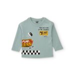 T - shirt b�b� gar�on manches longues en jersey � imprim� color� bleu