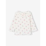 T - shirt b�b� en maille c�tel�e manches longues rose p�le