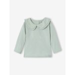 T - shirt b�b� manches longues col claudine vert d'eau