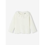 T - shirt bb manches longues avec collerette brode cru