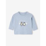 T - shirt bb manches longues imprim pingouin bleu glacier
