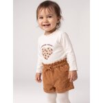 T - shirt b�b� manches longues avec motif c�ur l�opard �cru