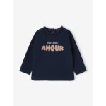 T - shirt b�b� manches longues avec motif c�ur l�opard marine