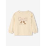 T - shirt bébé manches longues avec noeud en tulle vanille T - shirt bébé manches longues avec noeud en tulle vanille