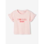 T - shirt bébé à message en coton bio rose pâle T - shirt bébé à message en coton bio rose pâle
