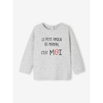 T - shirt b�b� � message manches longues gris chin�