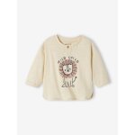 T - shirt bb motif animal manches longues cru