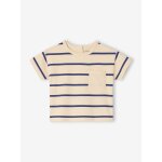 T - shirt b�b� ray� en coton ray� bleu