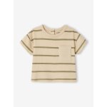 T - shirt b�b� ray� en coton ray� vert