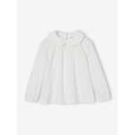T - shirt blouse en broderie anglaise fille manches longues cru