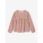 T - shirt blouse fille imprim� manches longues �cru