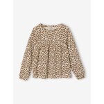 T - shirt blouse fille imprim� manches longues l�opard
