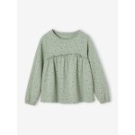 T - shirt blouse fille imprim manches longues vert de gris
