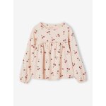 T - shirt blouse imprimé manches longues fille rose poudré T - shirt blouse imprimé manches longues fille rose poudré