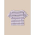 T - shirt brodé en coton biologique rayure lilas T - shirt brodé en coton biologique rayure lilas