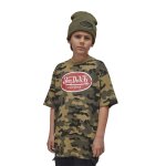 T - shirt camo � col rond et manches courtes relax fit relax vert / rouge / blanc