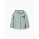 T - shirt � capuche avec imprim� et poche vert