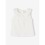 T - shirt c�r�monie col brod� b�b� fille blanc