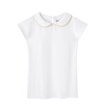 T - shirt � col claudine et manches courtes sophia blanc or