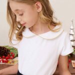 T - shirt et col claudine manches courtes sophia blanc or