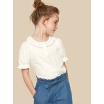 T - shirt col dentelle - coton biologique ecru