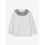 T - shirt col en tissu liberty bb coton biologique rose
