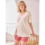 T - shirt col v grossesse lin et viscose �cru