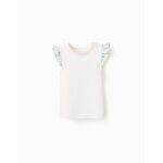 T - shirt ctel  volants floraux beige clair