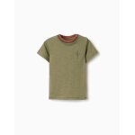 T - shirt en coton avec cactus brod� vert fonc�