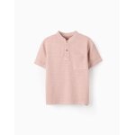 T - shirt de coton avec col mao orange clair