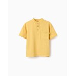T - shirt en coton avec col mao et poche jaune fonc�