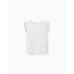 T - shirt en coton c�tel� avec manches � volants beige clair
