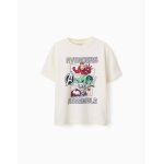 T - shirt en coton avec imprim� avengers blanc