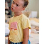 T - shirt en coton � imprim� floral 3d jaune clair