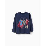 T - shirt en coton avec imprim� justice league bleu fonc�