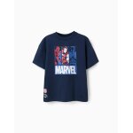T - shirt en coton avec imprim�s marvel bleu fonc�