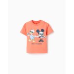 T - shirt en coton avec imprim� mickey & donald orange sombre