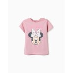 T - shirt en coton avec imprim� minnie rose clair