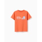 T - shirt en coton avec imprim� sou do sol orange sombre