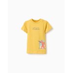 T - shirt en coton avec imprim� tigre jaune fonc�