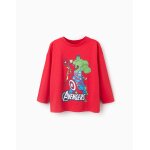 T - shirt en coton � manches longues et imprim� avengers rouge